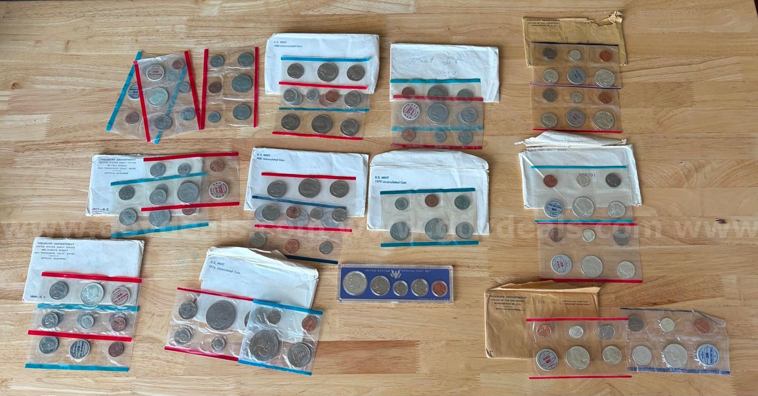 TiDDRs: LOT of Mint U.S. Coin Sets Years 1959, 1961, 1964, '68, '69, '71, '72, '76, '79, '80, '81.