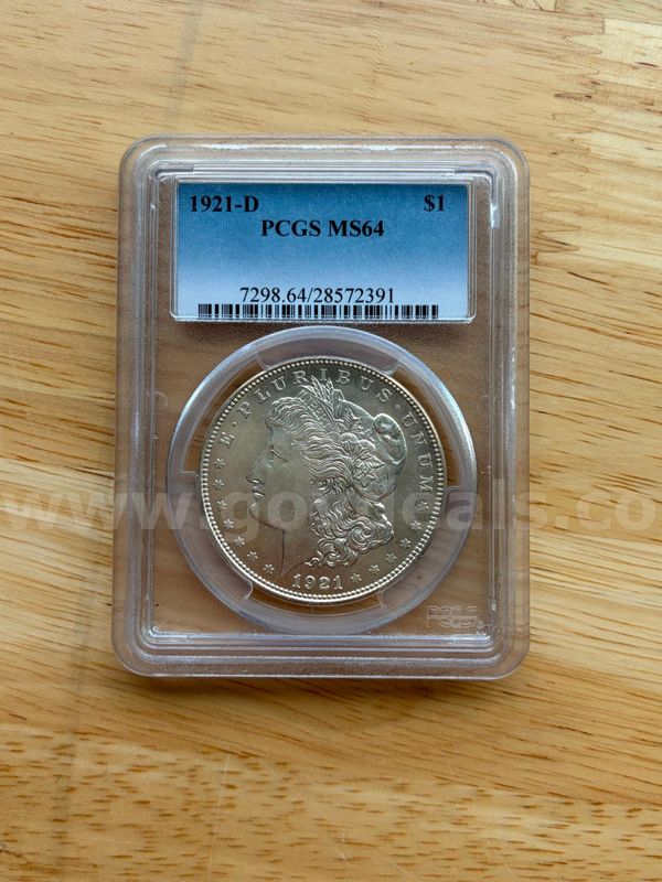TiDDRs: PCGS Collectible 1921-D MS64 $1 Silver Dollar Coin - Encased Uncirculated