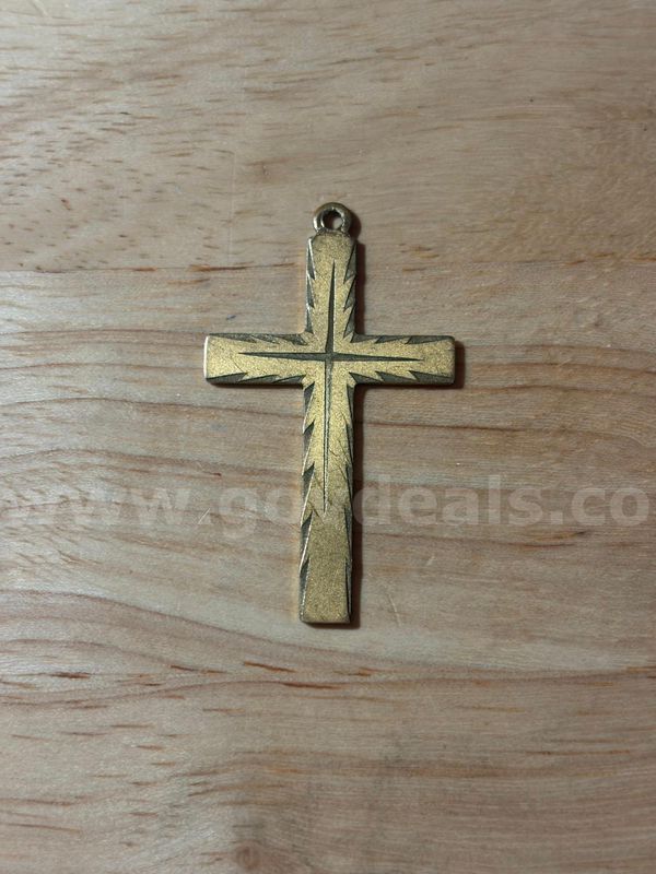 TiDDRs: Vintage 14K Gold Filled Christian Cross, 43x25mm approx., 2.7g.