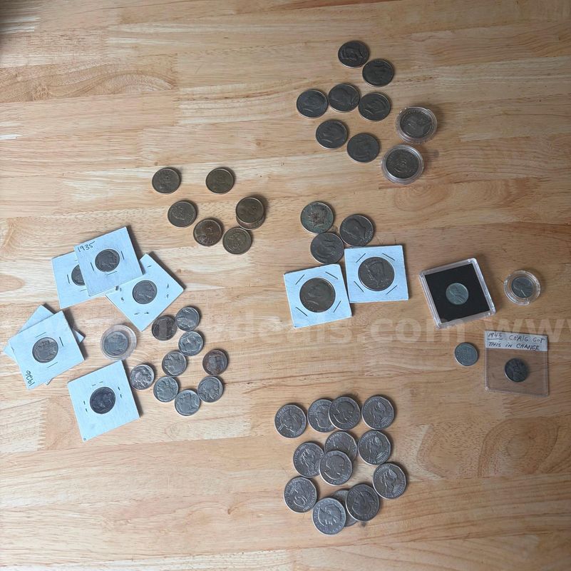 TiDDRs: Various USA Coins (Baffalo Nickel, Steel pennies and more).Some Baffalo nickels are Very Fine grade