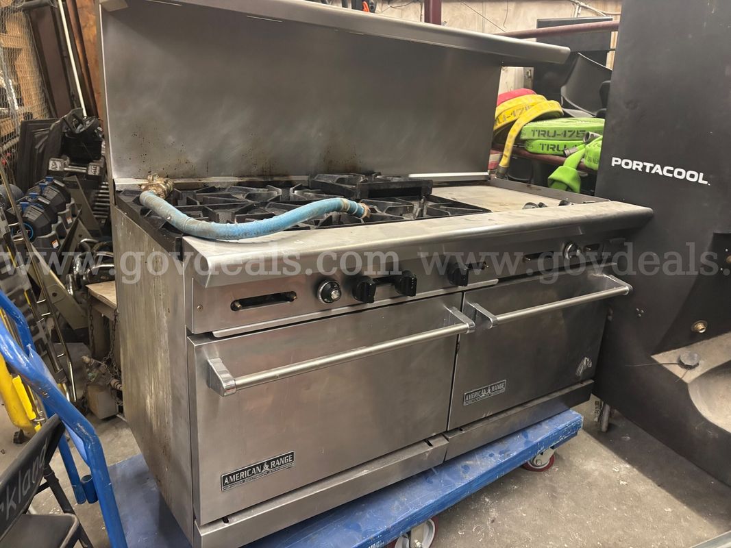 6 eye stove with griddle and two ovens