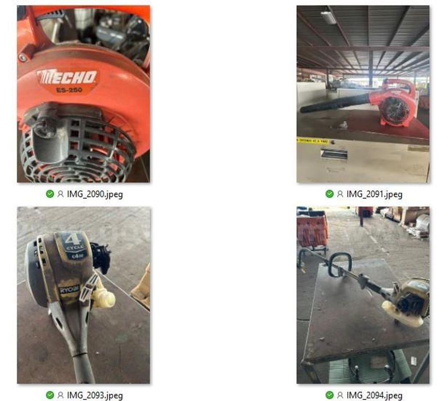 MOWING EQUIPMENT 2 Echo string trimmers and 1 Ryobi trimmer. 2 Echo blowers