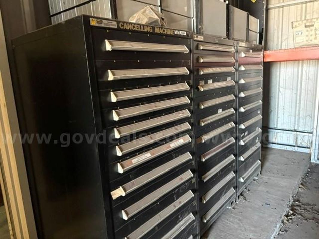 Stanley Vidmar Cabinets qty 3 approximate Dimensions / Width: 30 in x Height: 59 in Depth: 27.75 in.