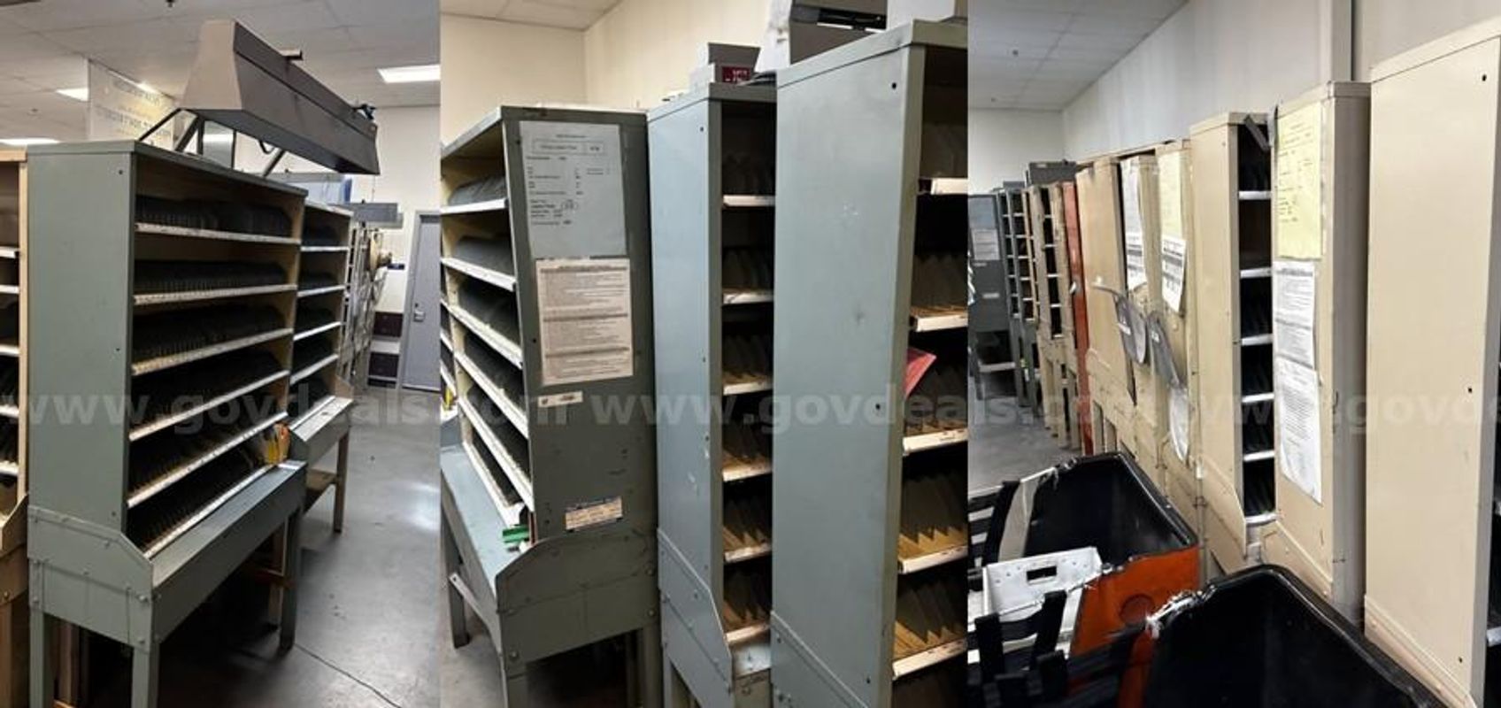 Lot of 44 Heavy - Duty Industrial Mail Sorting Cases with Adjustable Metal dividers