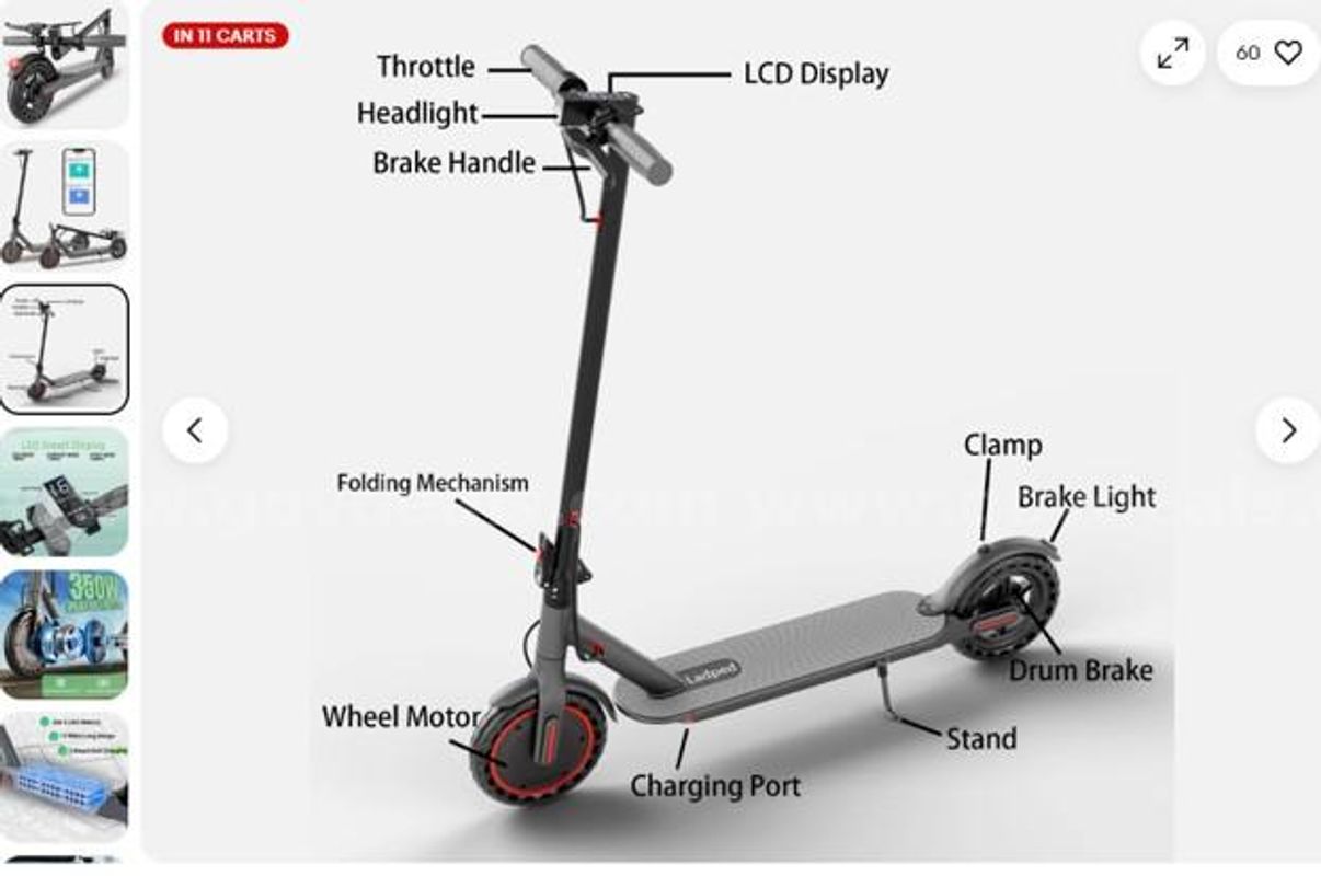 Lot of 2 New-in-Box Ladped LP60 Electric Scooters - 350W, 8.5-inch