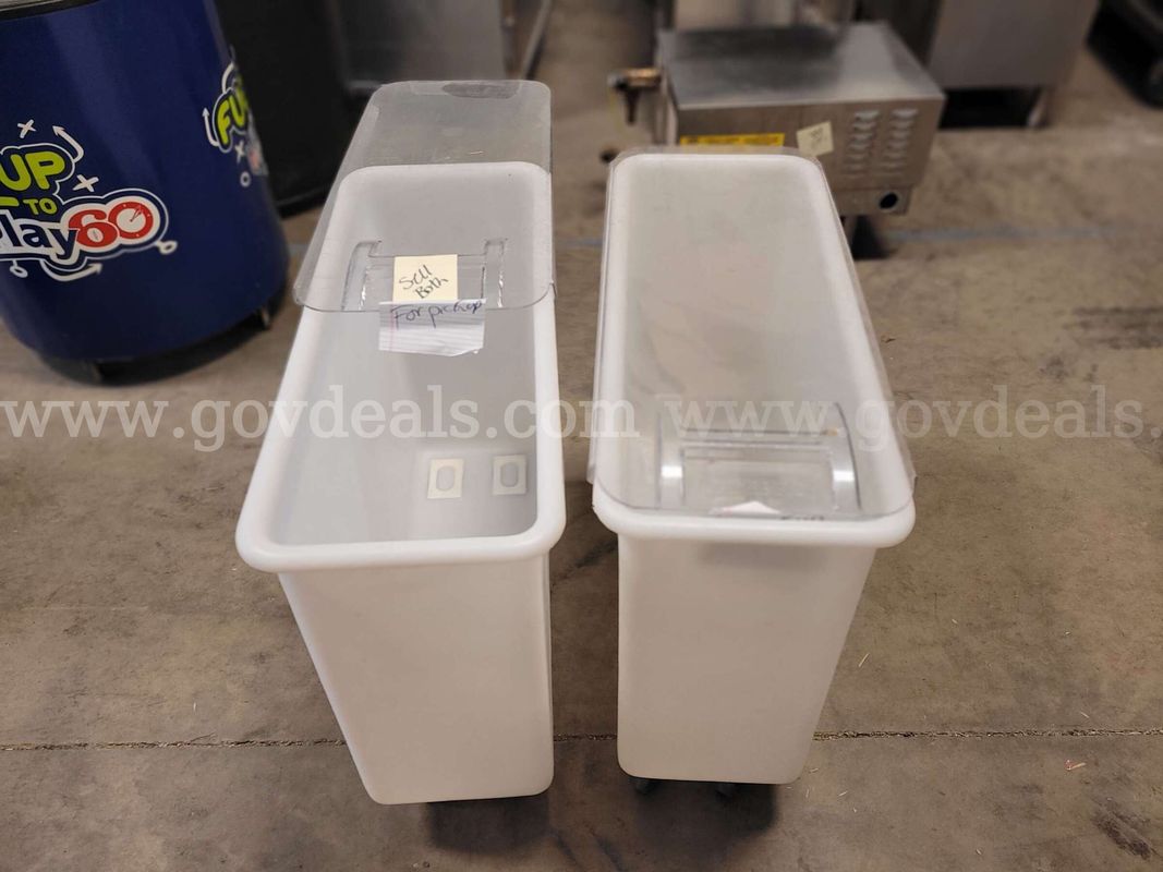 Lot of 2 Commercial Ingredient Storage Bins w/ Sliding Lids
