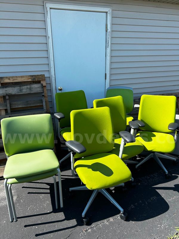 4 rolling office chairs; 3 stackable chairs; 1 captain chair
