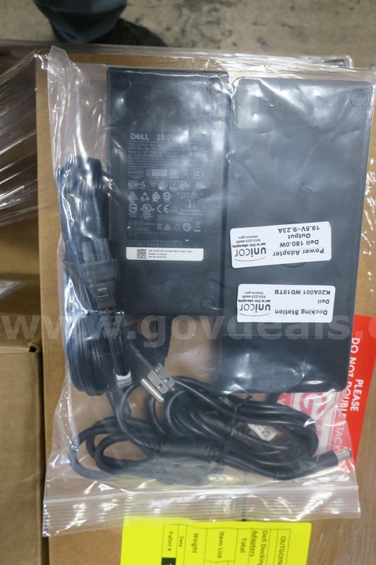 Lot Of (100) Dell Docking Stations W/ Power Adapters Model: K20a001 Wd19tb 180w Plug N24 19.5v 9.3a- Tested!