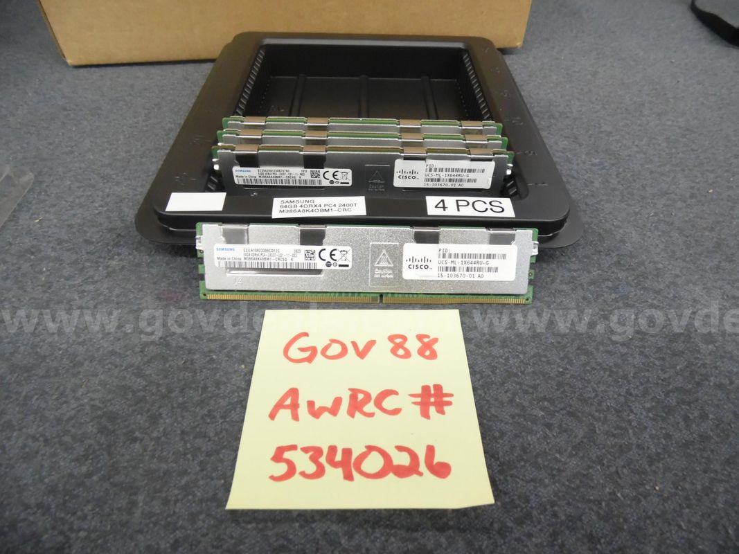 SERVER MEMORY: (4) 64 GB 4DRX4 PC4 2400T WITH HEAT SHILDS