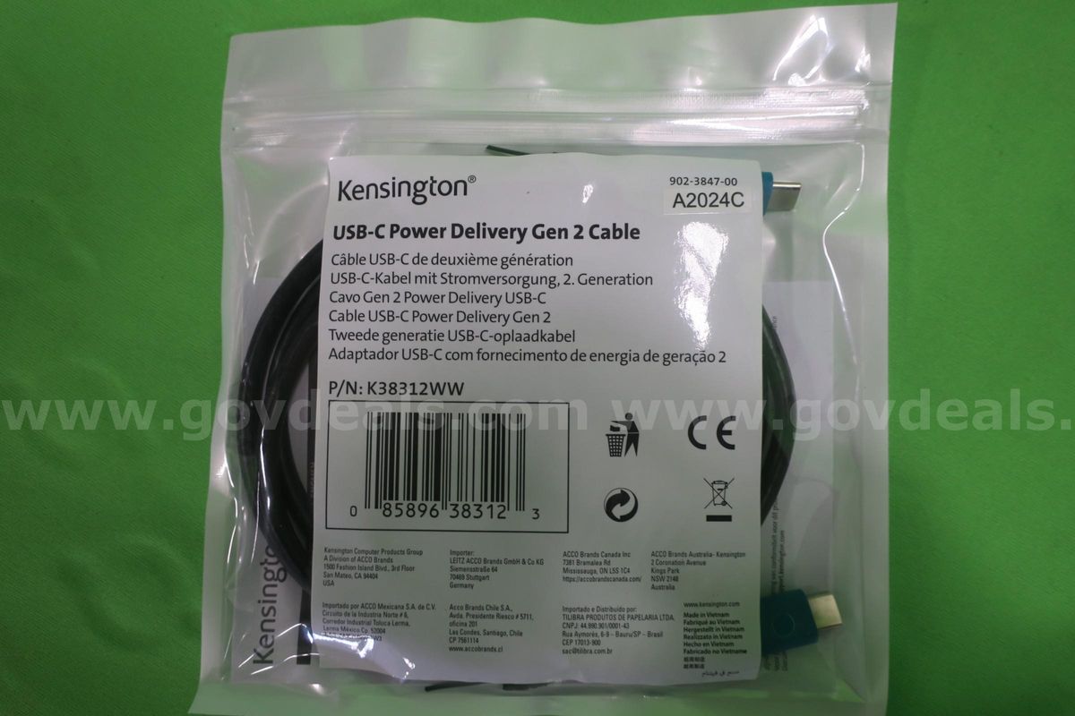 LOT OF (130) KENSINGTON USB-C POWER CABLES MODEL:K38312WW-TESTED!