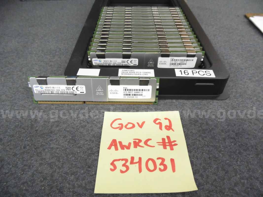 SERVER MEMORY: (241) 64 GB 8RX4 PC3 12800L WITH HEAT SHIELDS