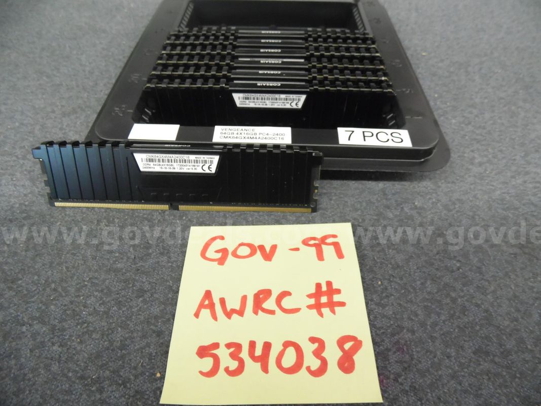 SERVER MEMORY: (7) 64 GB 4X16 PC4 2400T