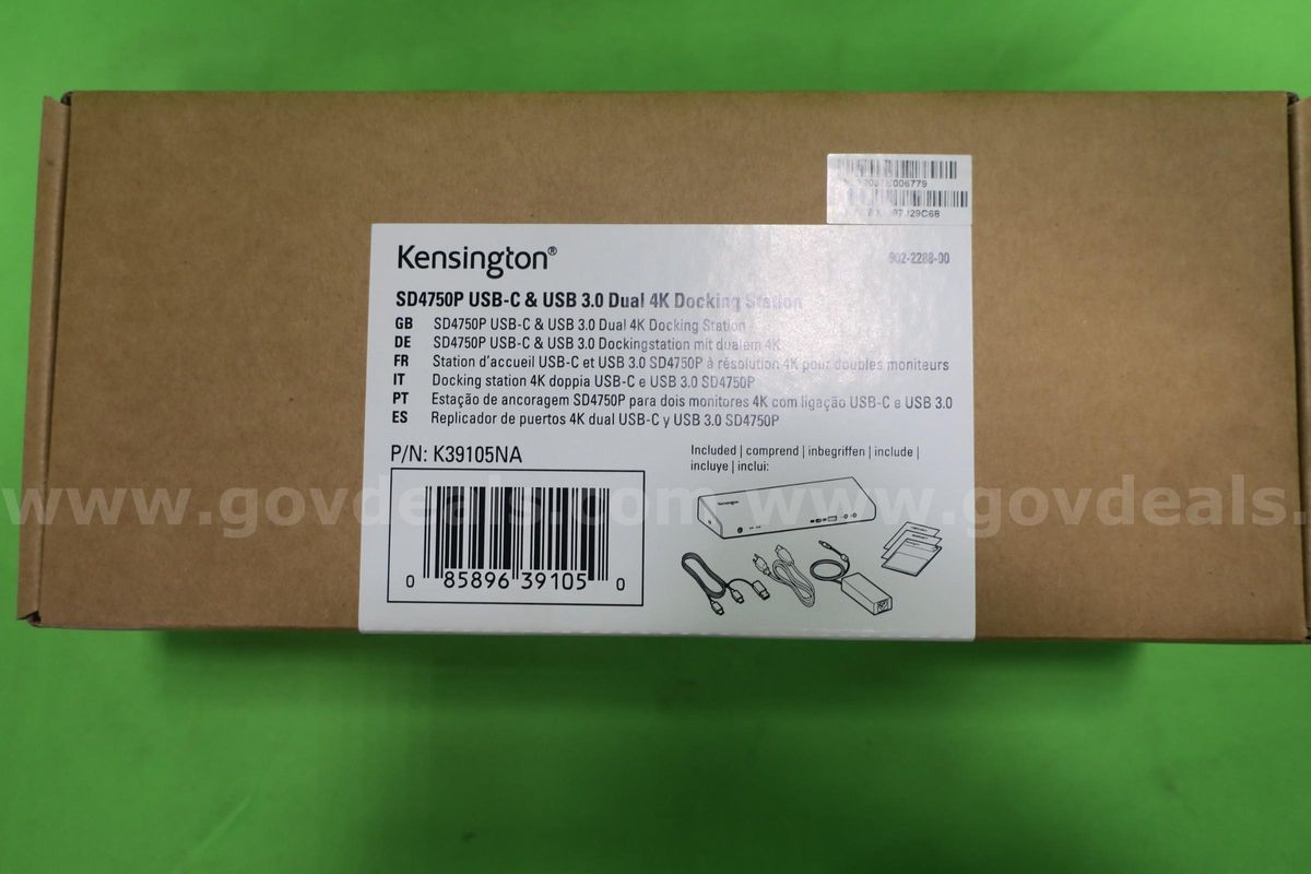 LOT OF (228) KENSIGNTON USB-C/USB 3.0 DUAL 4K DOCKING STATIONS MODEL: SD4750P- NEW IN BOX!