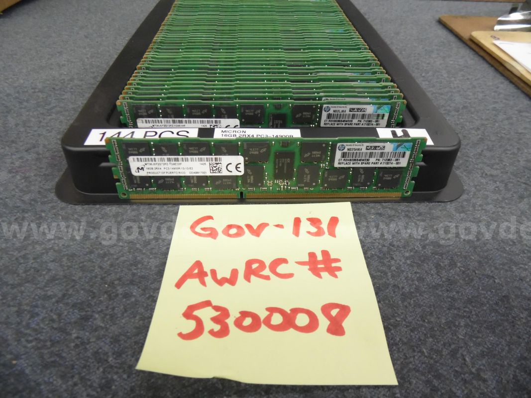 Server Memory: (144) 16 Gb 2rx4 Pc3 14900r