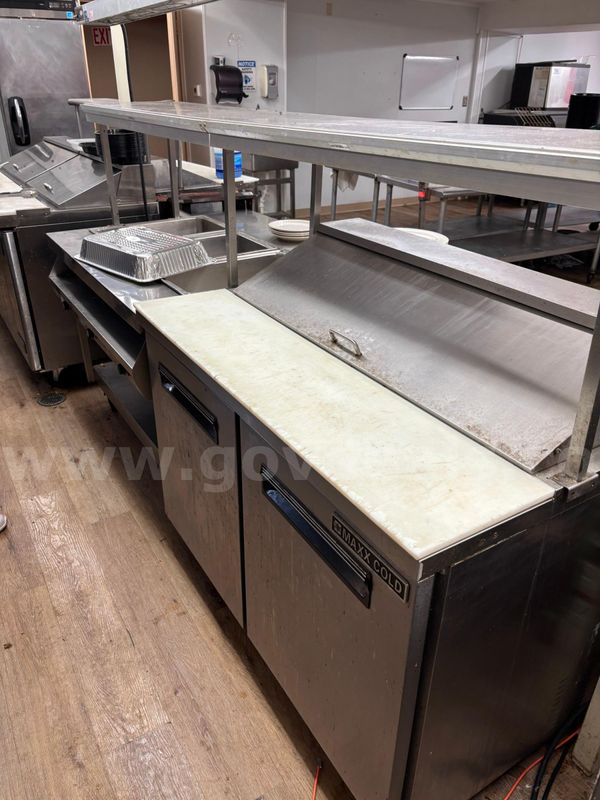 Maxx Cold 2-Door Line Cooler / open top attached to Handell 3-compartment Food Warmer