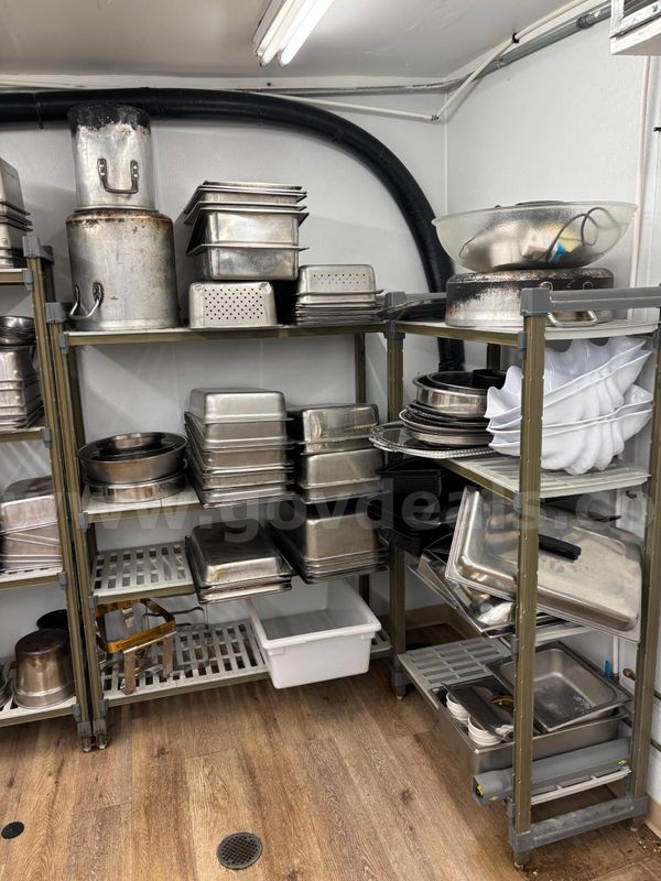 Kitchen supplies - pots, pans, utensils includes racks