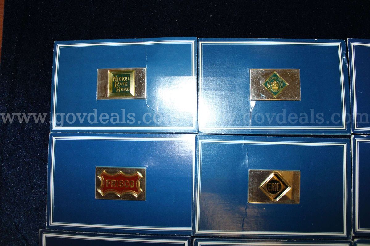 50- Silver Or Gold Colored Franklin Mint Railroad Emblem Name Plates