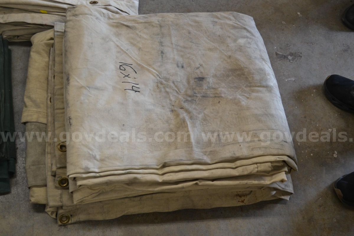Lot to include Three (3) Canvas 16' x 14' Tarps