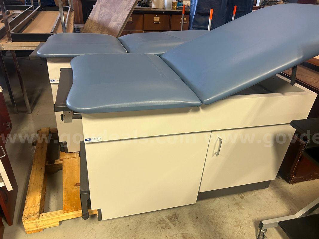 Lot of (2) Exam Tables (1) Rolling Standing Cart and Misc Technology Items