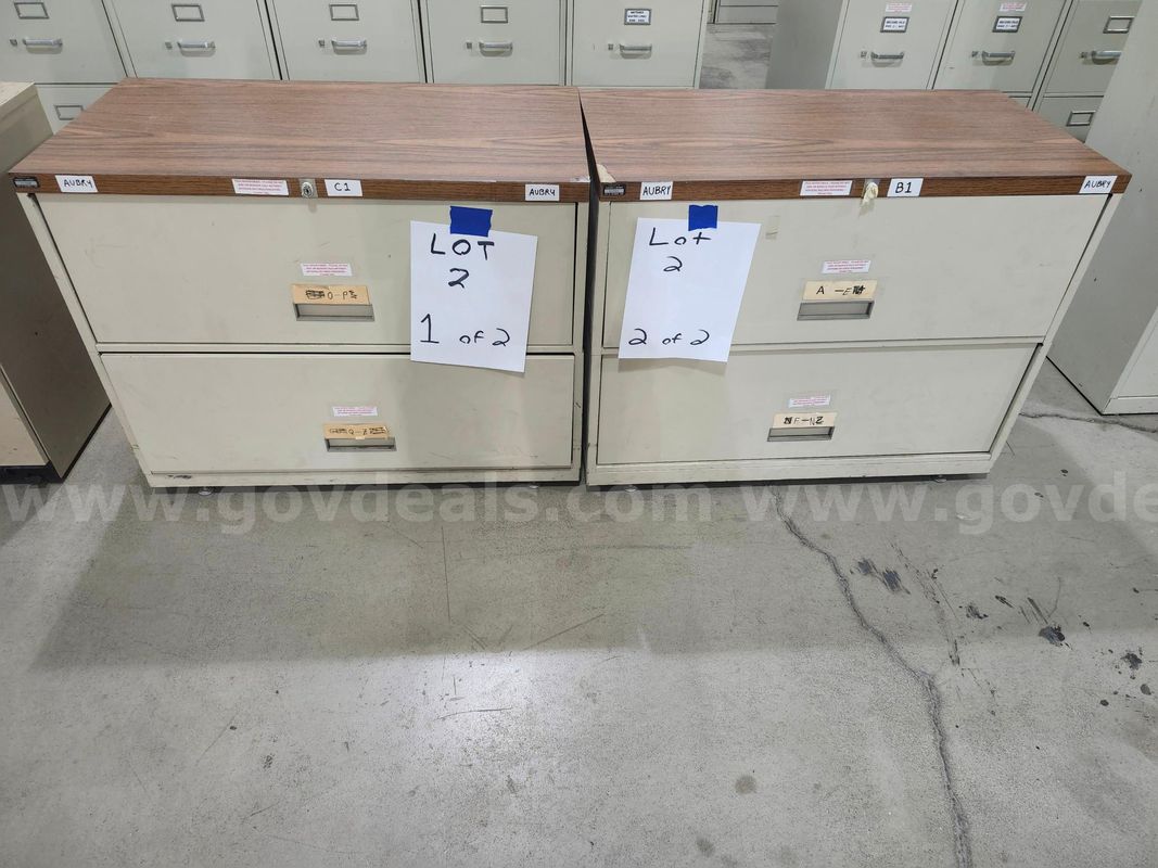 Lot of 2 - 2-Drawer File Cabinets (NO KEYS) 36"x28"x19