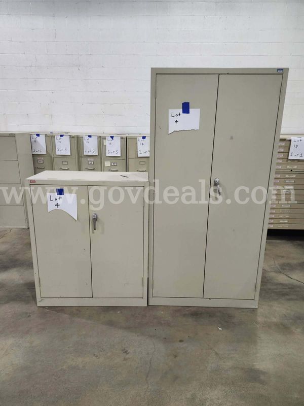 Lot of 2 - 1-Medium & 1-Large Storage Cabinets (NO KEYS)