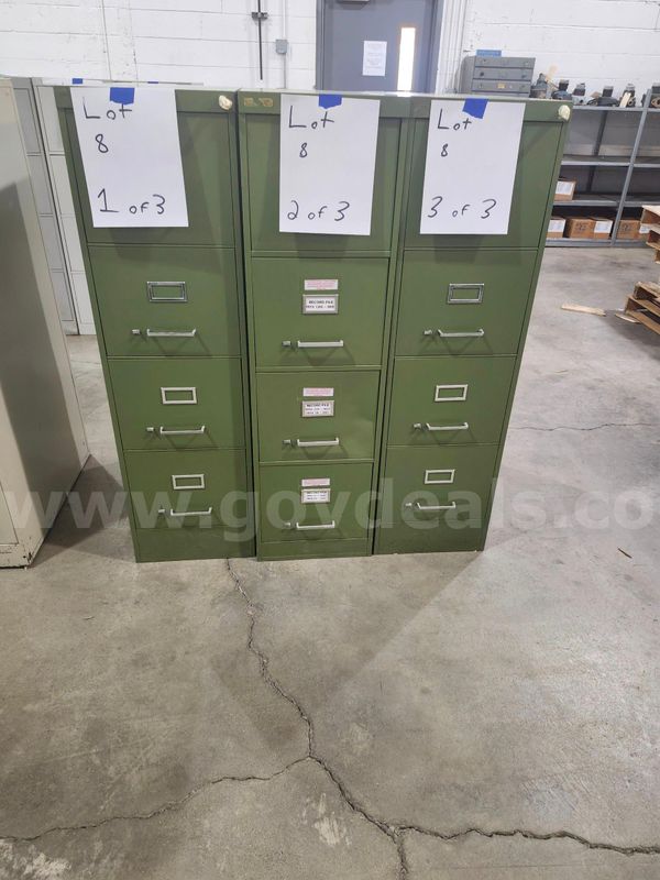 Lot of 3 - 4-Drawer Filing Cabinets (NO KEYS) 15"x52"x28"