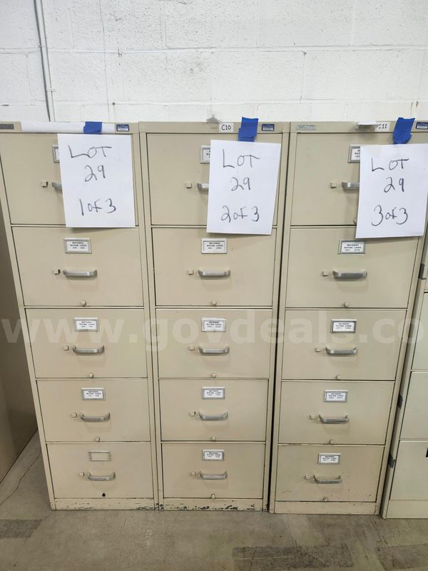 Lot of 3 - 4 Drawer Filing Cabinets (NO KEYS) 18"x60"x26 1/2"