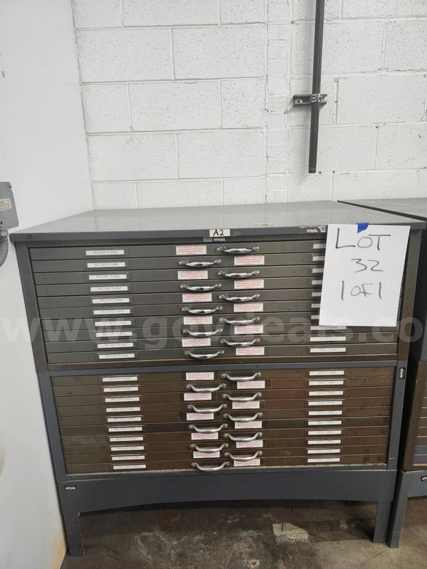 Lot of 1 - Blueprint Filing Cabinet - 43 1/4" x33 1/4"x 43 1/2"