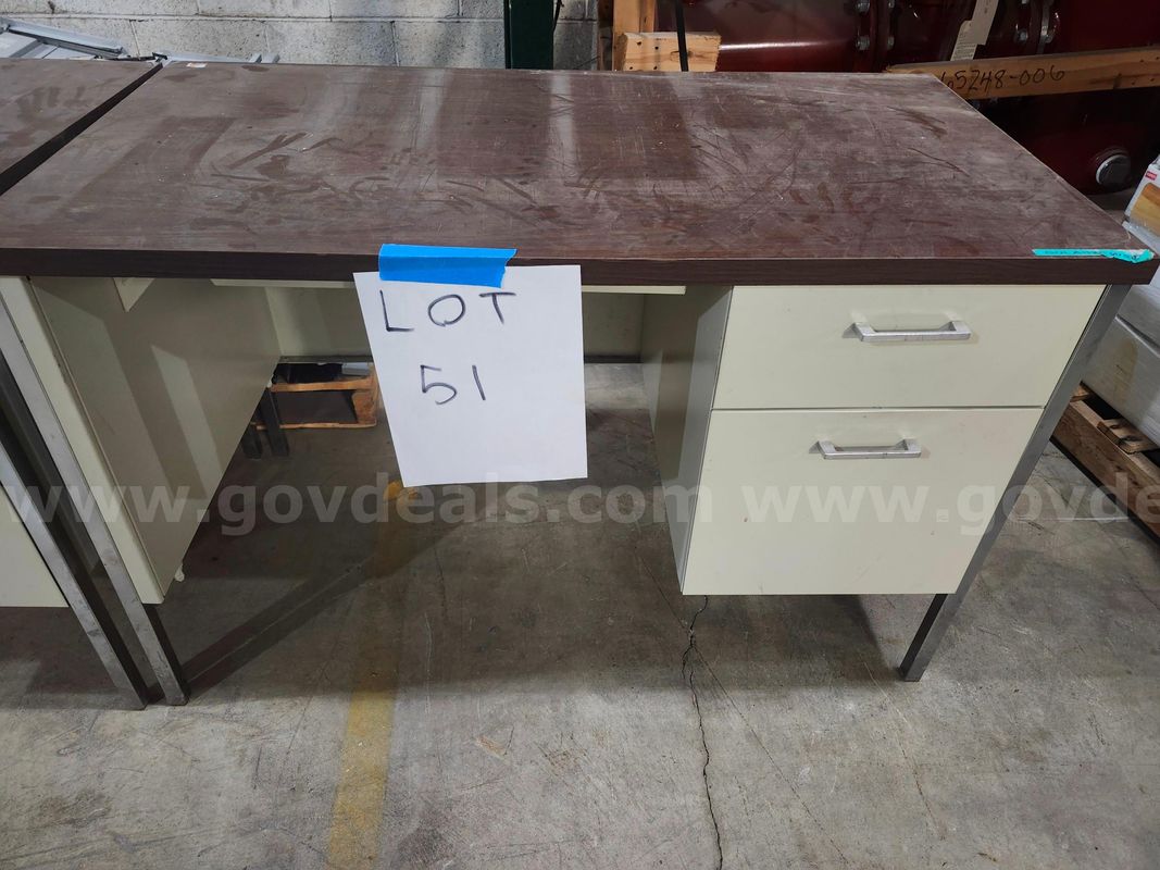 Lot of 1 - 3 Drawer Wood Top Desk - 45 1/4" x 24" x 29 1/2"