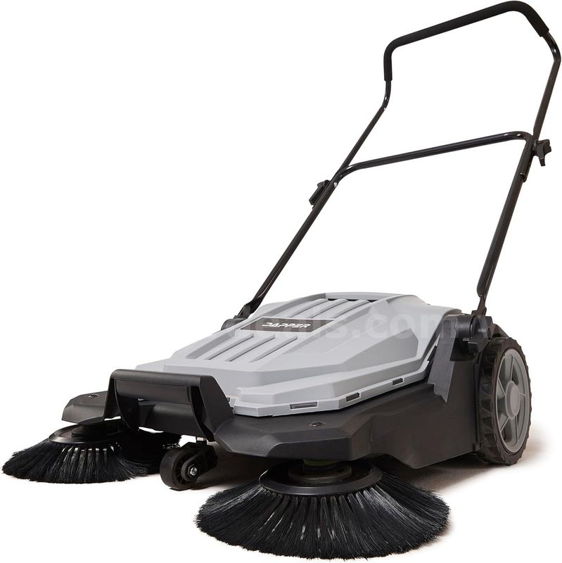 FREE SHIPPING - Factory Sealed - Walk-Behind Outdoor Floor Sweeper, 5.25 Gal Bin, 25.5" Width, Manual Push, Grey
