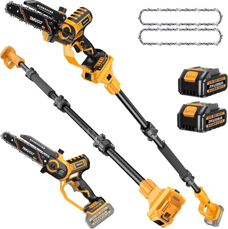Free Shipping - NEW Factory Sealed - 2-in-1 Cordless 8-Inch Electric Pole Saw and Mini Chainsaw Set with Batteries
