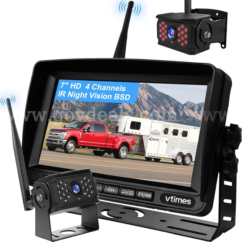 FREE Shipping NEW Wireless Backup Camera System 7" HD Monitor 4CH BSD Alert