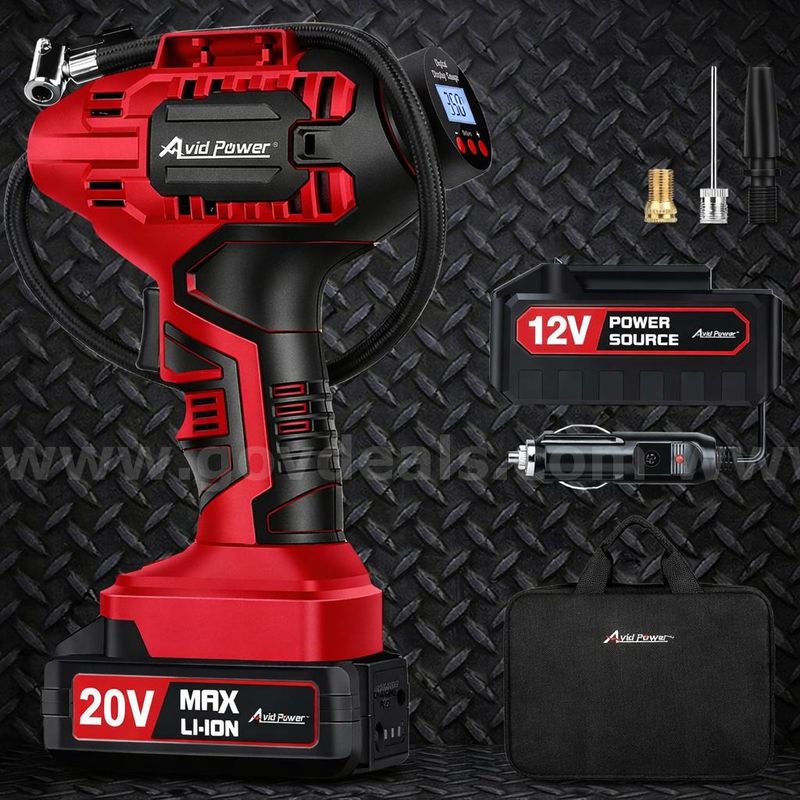 Free Shipping - NEW Cordless Tire Inflator Air Compressor 20V Portable Car Tire Pump Kit