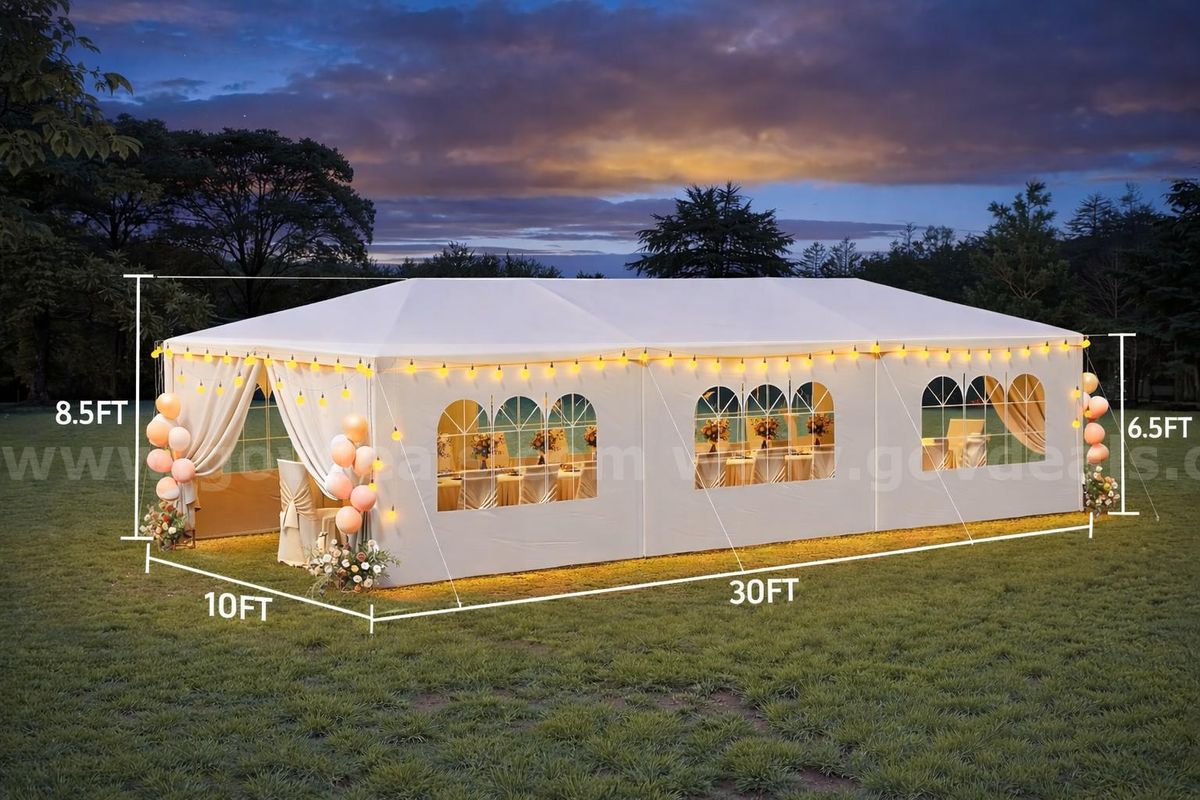 FREE SHIPPING 10x30 FT Heavy Duty Canopy Tent w/ Sidewalls Waterproof Event Shelter
