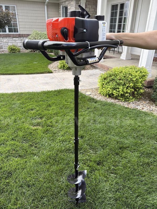 FREE SHIPPING - 62CC Gas Auger Post Hole Digger w 6in & 8in Bits + Extension Rod