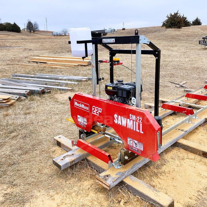 Free Shipping NEW 22" Portable Gas-Powered Sawmill 9HP Engine 13 ft Track Lumber Mill