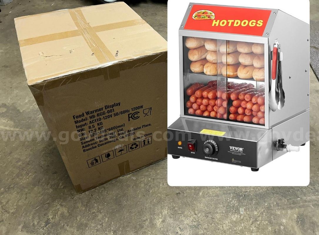 Ships Free in USA - Brand New Hot Dog Steamer 28.5QT – 2-Tier Stainless Steel Hot Dog & Bun Warmer