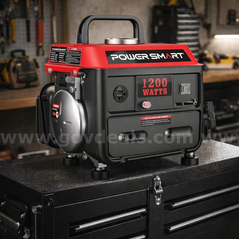 FREE SHIPPING NEW 1200-Watt Portable Generator, Super Quiet, 37lb Lightweight, 5hr Runtime, 120V/12V