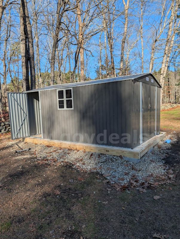 FREE SHIPPING NEW 10x14 Metal Storage Shed w Floor Frame Side Door Lockable