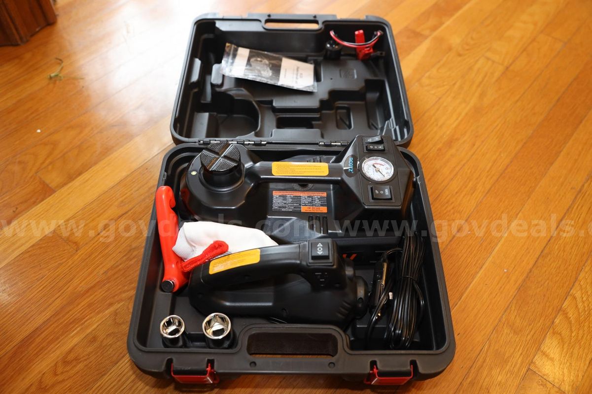 SHIPS FOR FREE NEW 5 Ton 12V Electric Hydraulic Car Jack Kit w/ Inflator & Wrench