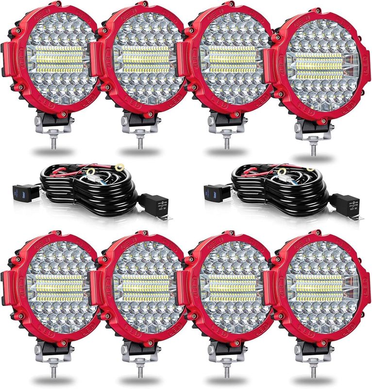 FREE SHIPPING New Lot of 8 NEW 7" Round LED Offroad Lights 201W 15000LM Flood/Spot – 8 PC