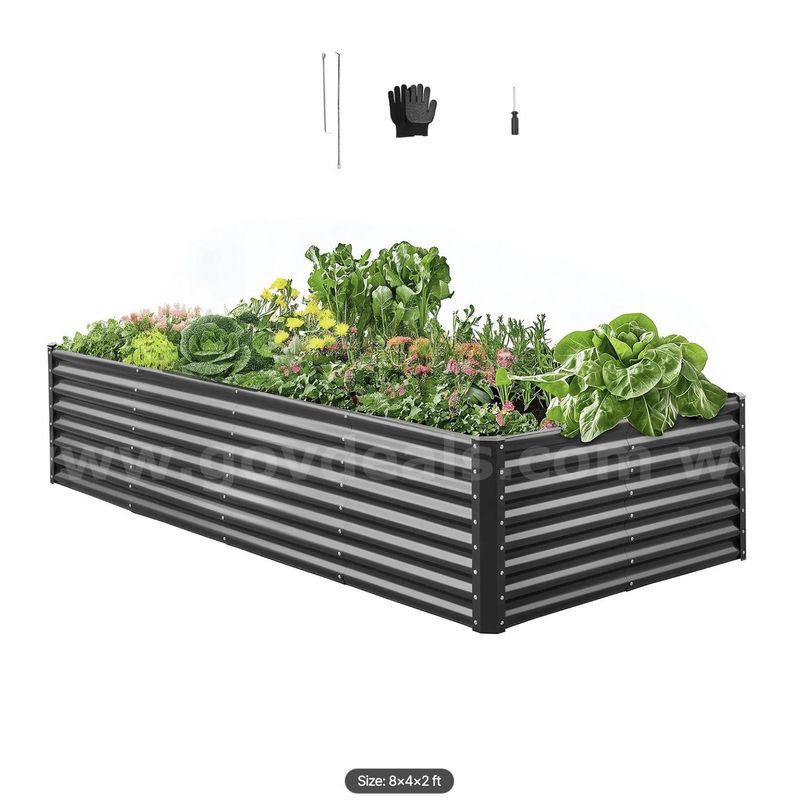 Free Shipping - NEW 8x4x2 ft Galvanized Metal Raised Garden Bed Outdoor Planter Box