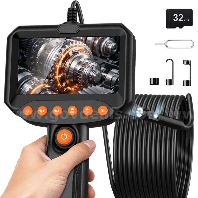 FREE SHIPPING Dual Lens Endoscope Camera, 1920P HD Inspection Scope, 4.3" LCD, IP67 Waterproof