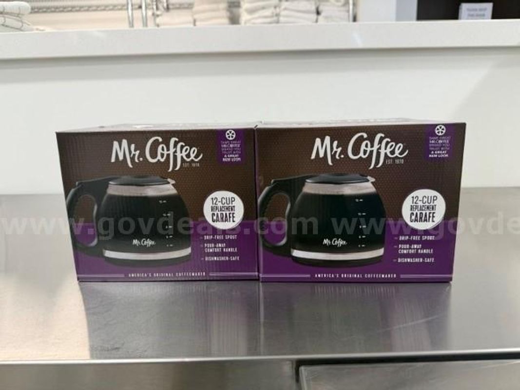 Lot of 2 Mr. Coffee 12-Cup Replacement Carafes (New, Unused)