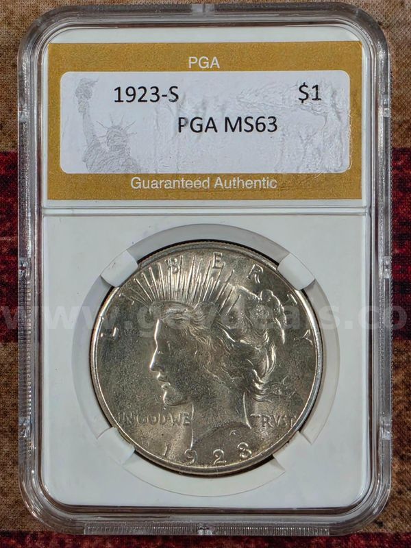 Stunning 1923-S Peace Silver Dollar PGA Graded MS63