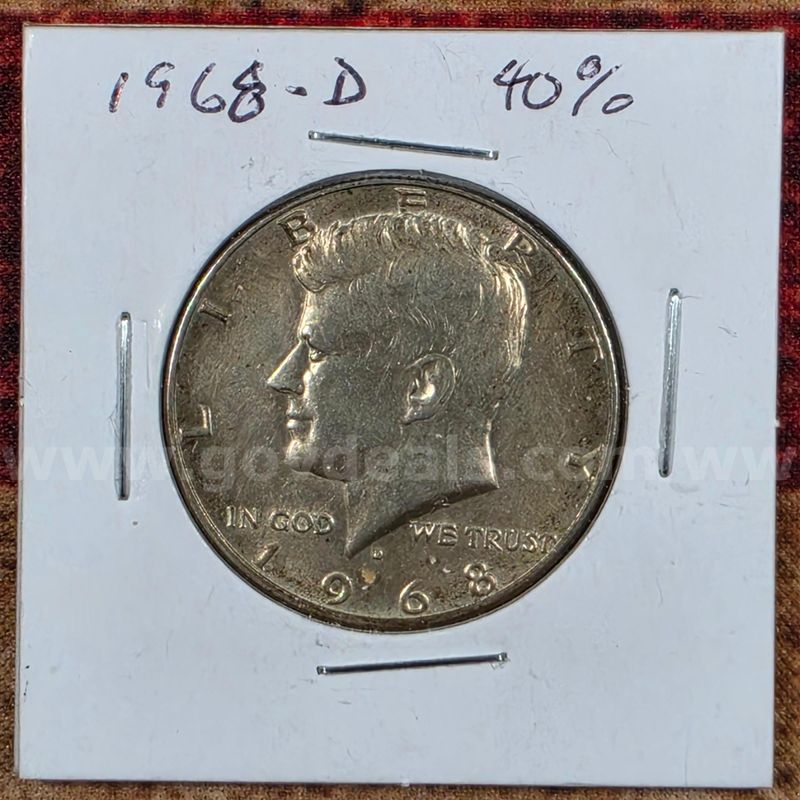 Beautiful Silver Kennedy Half Dollar 1968-D