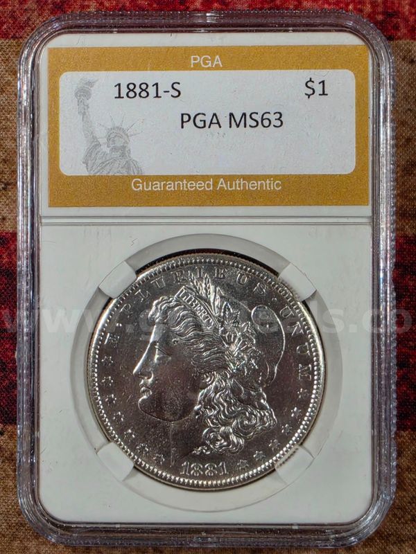 Stunning 1881-S Morgan Silver Dollar PGA Graded MS 63