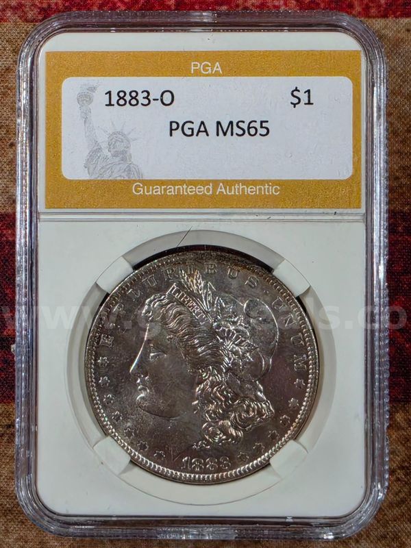 Stunning 1883-O Morgan Silver Dollar PGA Graded MS 65