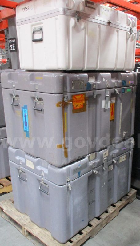 2 PELICON CONTAINER, GREY PLASTIC & 1 PELICON CONTAINER, WHITE