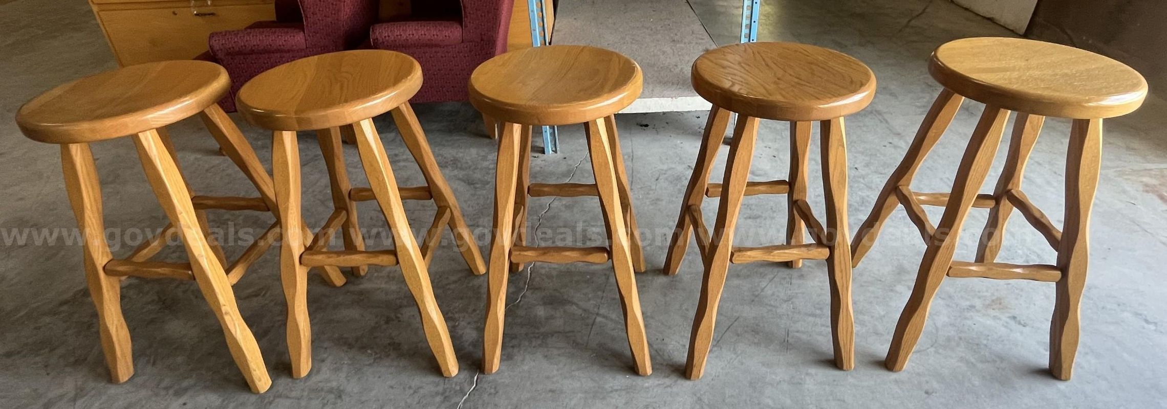 Lot of 5 Wood Barstools